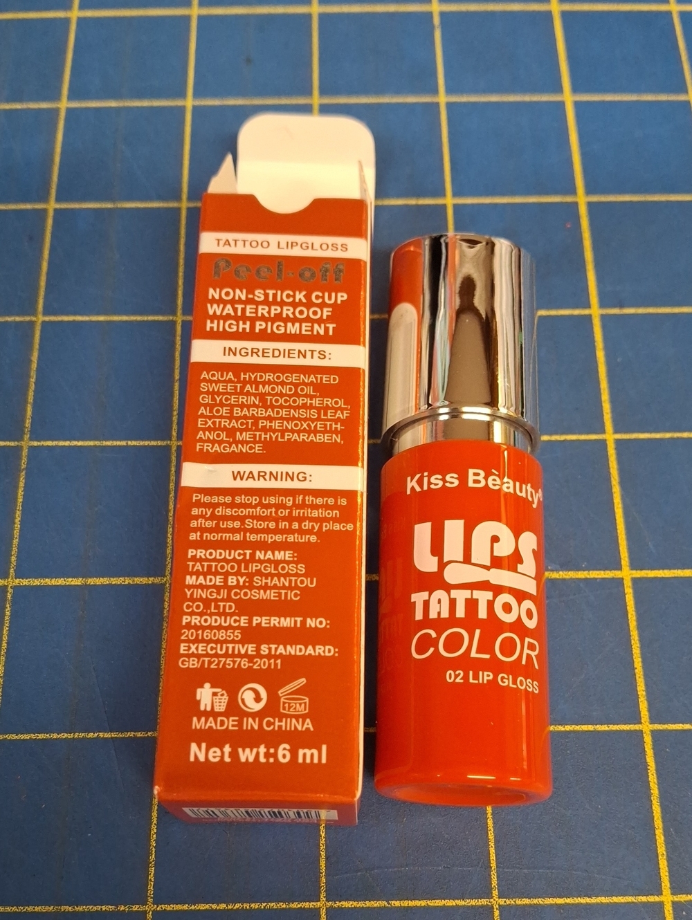 Kiss Beauty LIPS Tattoo Color Lip Gloss - Red 02 New